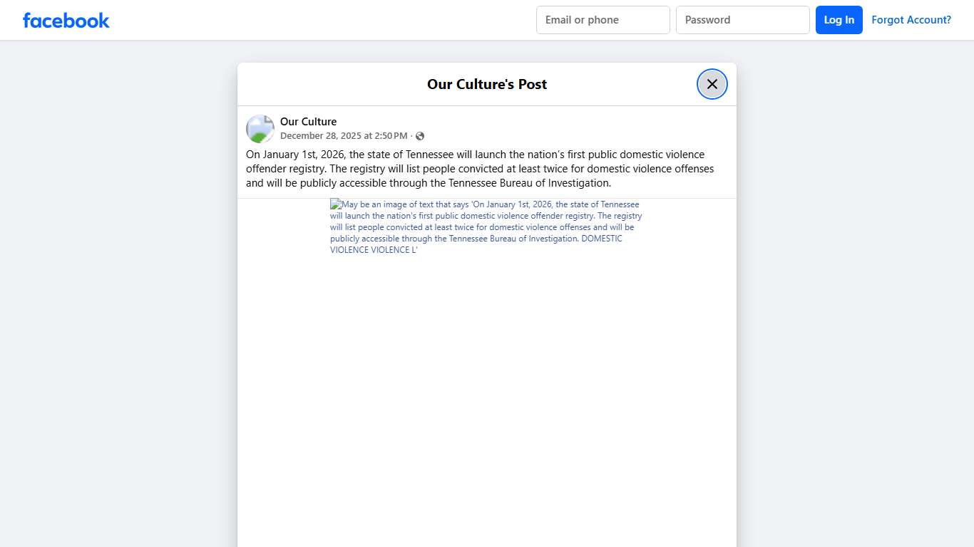 Our Culture - On January 1st, 2026, the state of Tennessee... Facebook