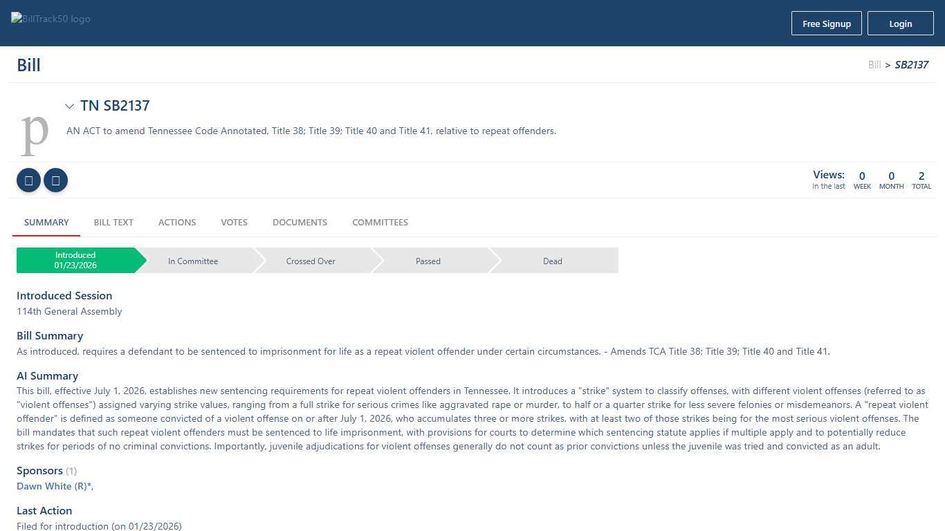 TN SB2137 BillTrack50